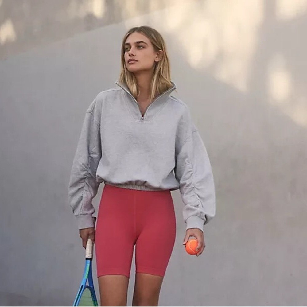 FP Movement Valley Girl Gray Zip-Up Pullover